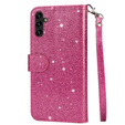 Etui z klapką do Samsung Galaxy A55, Wallet Zipper Pocket Glittery, różowe