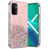 Etui do Oppo A54 5G/A74 5G/A93 5G, Glittery, różowe