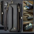 Etui CASEME do Samsung Galaxy S25 Ultra, RFID Leather Wallet, z paskiem na ramię, czarne