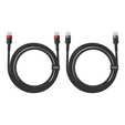 Baseus kabel Cafule USB‑C na USB‑C 1 m 100 W – czerwono‑czarny + szaro‑czarny (2 szt.)