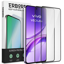 2x Szkło Hartowane do Vivo V50 Lite 4G / 5G, ERBORD 3D pełne, szybka na cały ekran