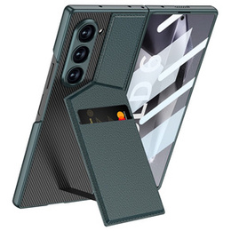 Etui do Samsung Galaxy Z Fold6 5G, GKK Card Holder Kickstand, zielone