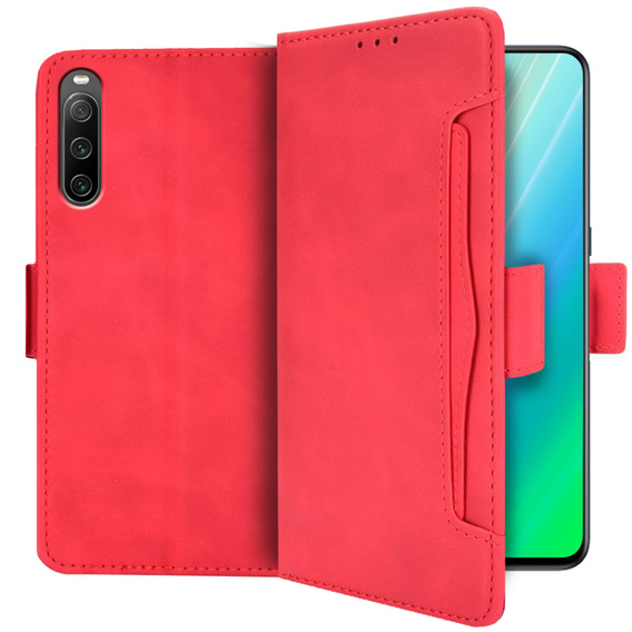 Etui z klapką do Sony Xperia 10 IV, Card Slot, czerwone