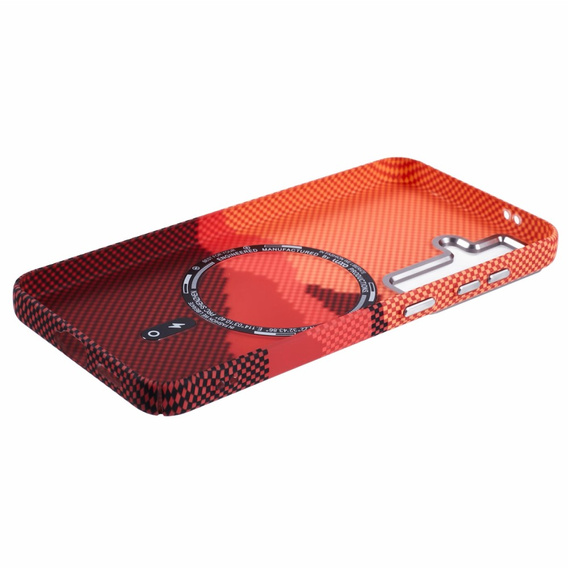 Etui do Samsung Galaxy S25+ Plus, Carbon Fiber MagSafe, pomarańczowe