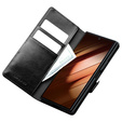 Skórzane etui portfelowe Qialino z podstawką do Samsung Galaxy Z Fold7 – czarne