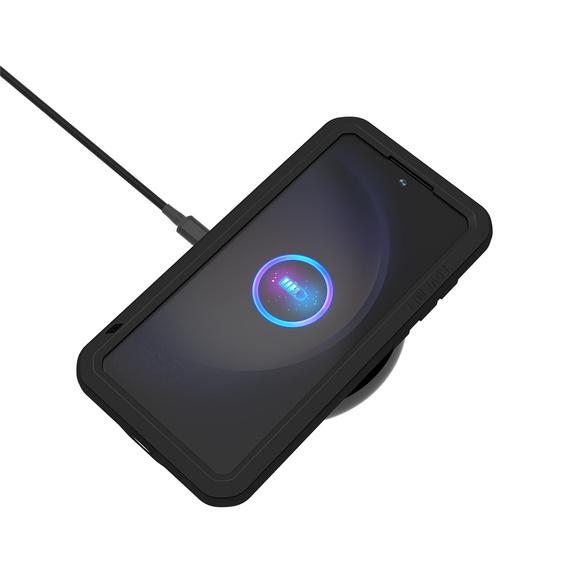 Etui Love Mei do Samsung Galaxy S25 FE, pancerne ze szkłem, czarne