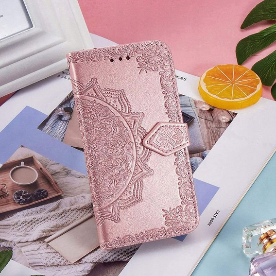 Etui z klapką do Samsung Galaxy M52 5G, Mandala, różowe