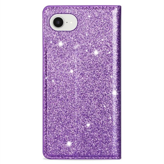 Etui z klapką do iPhone 16E, Card Slot Glittery, fioletowe