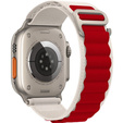 Pasek Nylonowy do Apple Watch 1/2/3/4/5/6/7/8/9/10/11/SE Ultra 1/2/3 42/44/45/46/49mm, Beżowy / Czerwony