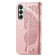 Etui z klapką do Samsung Galaxy M15 5G, Butterfly, różowe rose gold