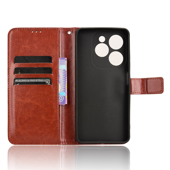 Etui z klapką do Infinix Hot 40i, Crazy Horse Wallet, brązowe
