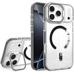 Etui do iPhone 17 Pro, do MagSafe, z podstawką, przezroczyste z czarnymi akcentami
