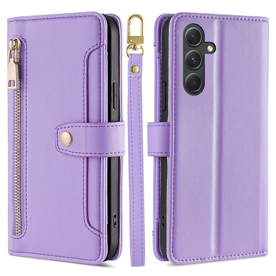 Etui z klapką do Samsung Galaxy A54 5G, Wallet Zipper Pocket, fioletowe