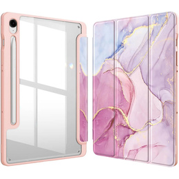 Etui do Samsung Galaxy Tab S10 FE+ Plus, Smartcase Hybrid, z miejscem na rysik, Marble różowe