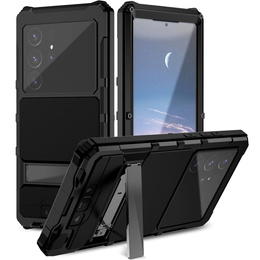Etui pancerne do Samsung Galaxy S25 Ultra, R-JUST, ze szklaną ochroną kamery, czarne