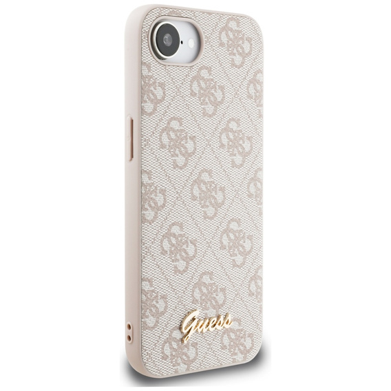 Etui GUESS do iPhone 16E, 4G Metal Gold Logo, różowe