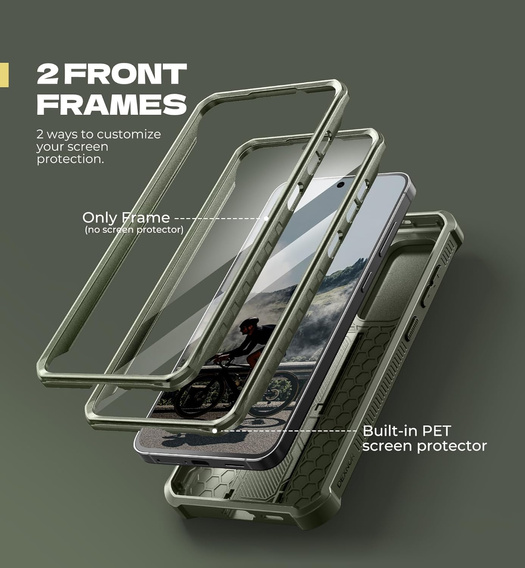 Etui pancerne do Samsung Galaxy S25 FE, Dexnor Full Body (Two Frames), zielone