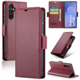 Etui do Samsung Galaxy S25 FE, ERBORD Glossy Litchi, portfel z klapką, czerwone