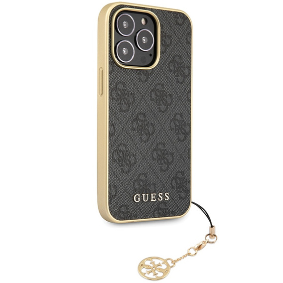 Etui GUESS do iPhone 14 Pro Max, 4G Charms Collection, szare