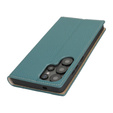 Etui z klapką do Samsung Galaxy S25 Ultra, Litchi Skin Grain, niebieskie