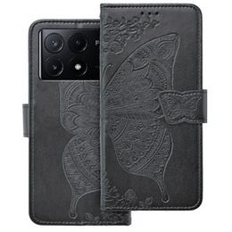 Etui z klapką do Xiaomi Poco X6 Pro 5G, Butterfly, czarne