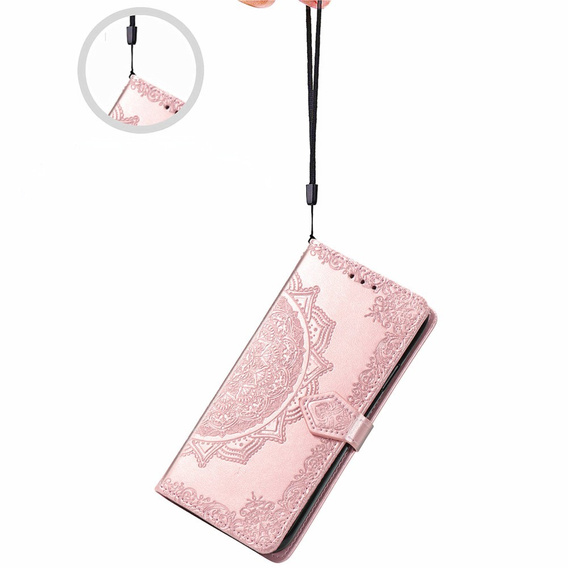 Etui z klapką do Oppo Reno 12FS / 12F, Mandala, różowe rose gold