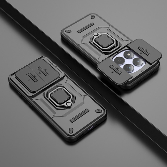 Etui do Xiaomi Redmi Note 15 5G / Poco M8 5G, KickStand Camera Lens, czarne