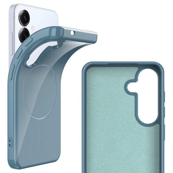 Etui do Samsung Galaxy S25 FE, Silicone Lite, do MagSafe ze smyczką, niebieskie