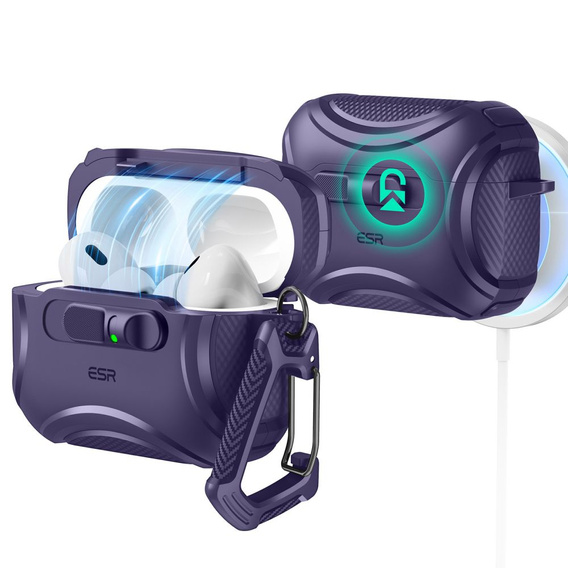 ESR Etui na słuchawki Airpods Pro 3, Cyber Flicklock Halolock MagSafe, purple