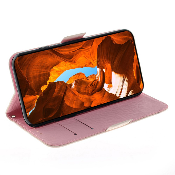Etui z klapką do Samsung Galaxy A25 5G Wallet, flowers magnolia, białe + szkło 9H