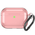 Etui silikonowe do AirPods Pro 3 z karabińczykiem, przezroczyste / różowe