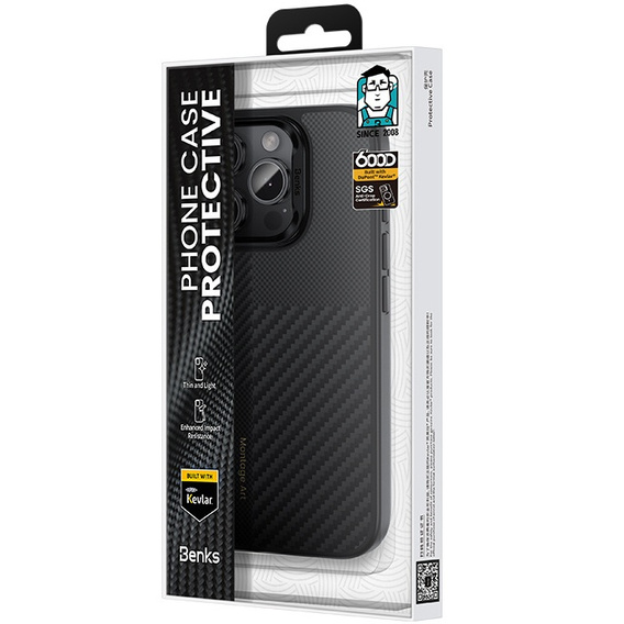 Etui Benks Montage Magnetic Armor Air Kevlar (600D/1500D) MF65 do iPhone 16 Pro – czarny