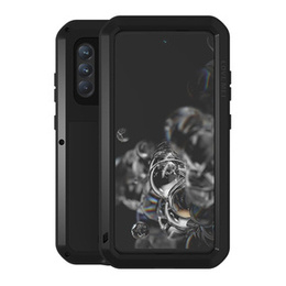 Etui Love Mei do Samsung Galaxy S21 FE, pancerne ze szkłem, czarne