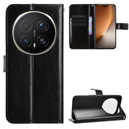 Etui z klapką do Honor Magic 8 Pro, Crazy Horse Wallet, czarne