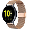 Bransoleta Milanese + Etui z osłoną na ekran do Samsung Galaxy Watch Active 2 40mm, Różowe złoto