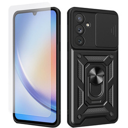 Zestaw Etui pancerne do Samsung Galaxy A34 5G, Nox Camera Slide, Czarne + szkło