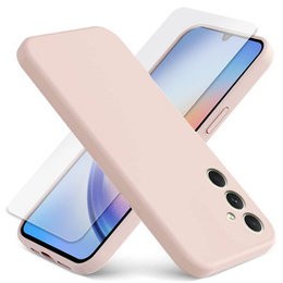 Zestaw Etui do Samsung Galaxy A34 5G, silicone lite, silikonowe, różowe + szkło