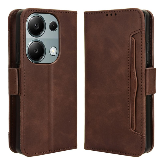 Etui z klapką do Xiaomi Redmi Note 13 Pro 4G / Xiaomi Redmi Note 14S / Xiaomi Poco M6 Pro 4G, Card Slot, brązowe
