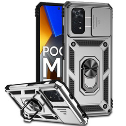 Etui pancerne do Xiaomi Poco M4 Pro 4G, CamShield Slide, srebrne