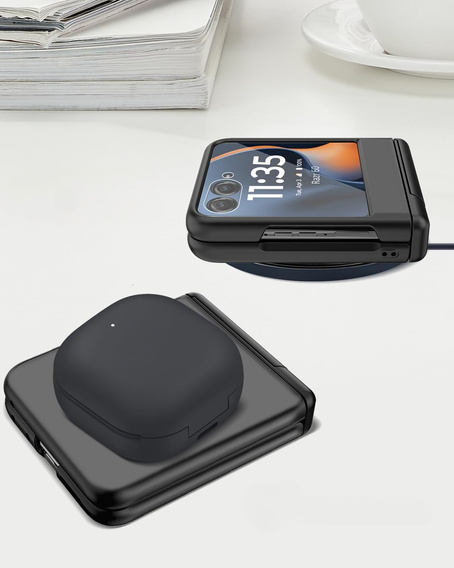 Etui do Motorola Razr 60 Ultra, PC Case, ze szkłem i podstawką, czarne