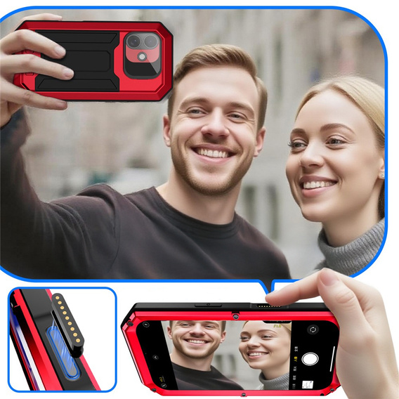 Etui pancerne do iPhone 17, R-JUST, czerwone