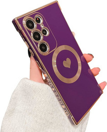 Etui do Samsung Galaxy S22 Ultra, MagSafe Heart, fioletowe
