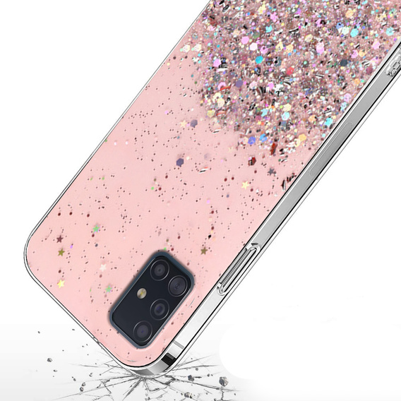 Etui do Samsung Galaxy A51 4G, Glittery, różowe