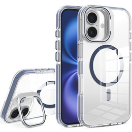 Etui do iPhone 17, do MagSafe, z podstawką, przezroczyste z granatowymi akcentami