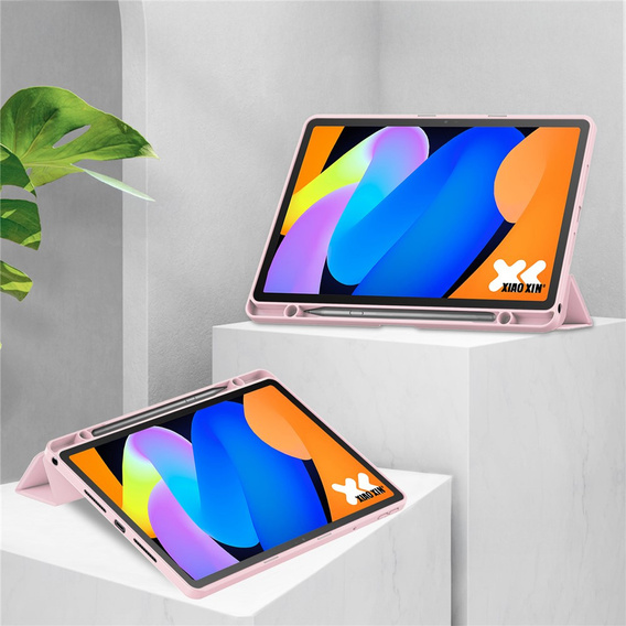 Etui z przezroczystym tyłem i miejscem na rysik do Lenovo Idea Tab 11" 2025 TB336FU TB336ZU, różowe