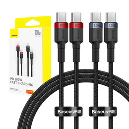 Baseus kabel Cafule USB‑C na USB‑C 1 m 100 W – czerwono‑czarny + szaro‑czarny (2 szt.)