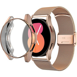 Bransoleta + Etui z Osłoną na Ekran do Samsung Galaxy Watch 5 44mm, Różowe złoto