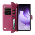 Etui z klapką do Oppo Reno 13 Pro 5G, Crossbody Leather Wallet, bordowe