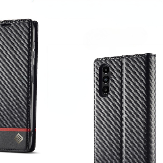 Etui z klapką do Samsung Galaxy S25, Carbon LC.IMEEKE, czarne