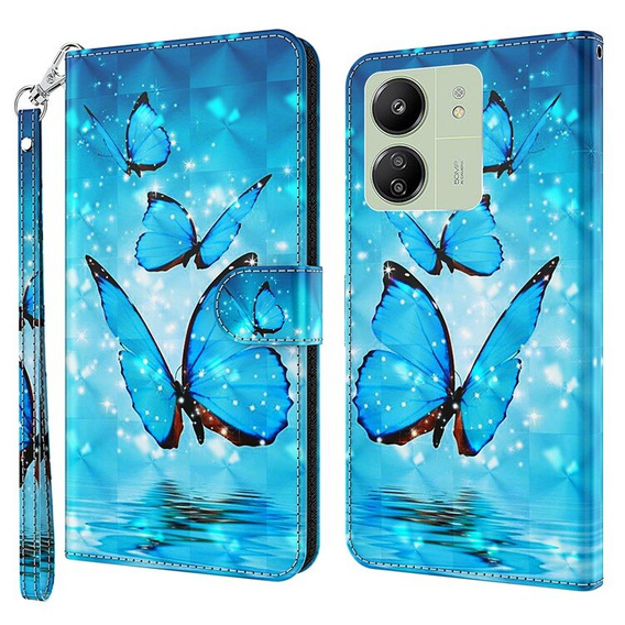 Etui z klapką do Xiaomi Redmi 13C / Poco C65, Wallet, Butterflies niebieskie